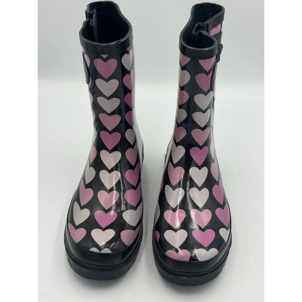 Lil Bumper Black Rain Boots With Hearts Size 5